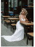 V Neck Ivory Chiffon Simple Boho Wedding Dress